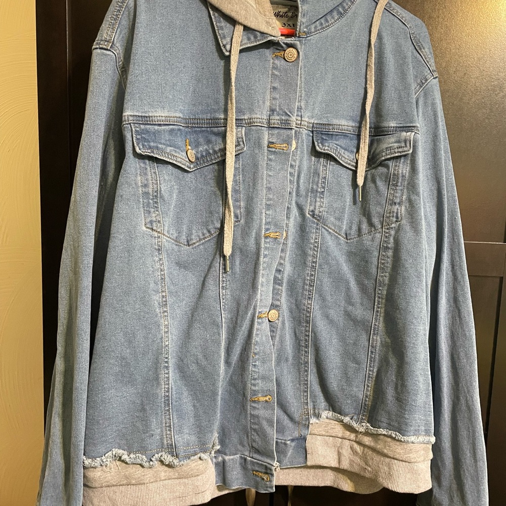 Jean jacket with hood NWOT